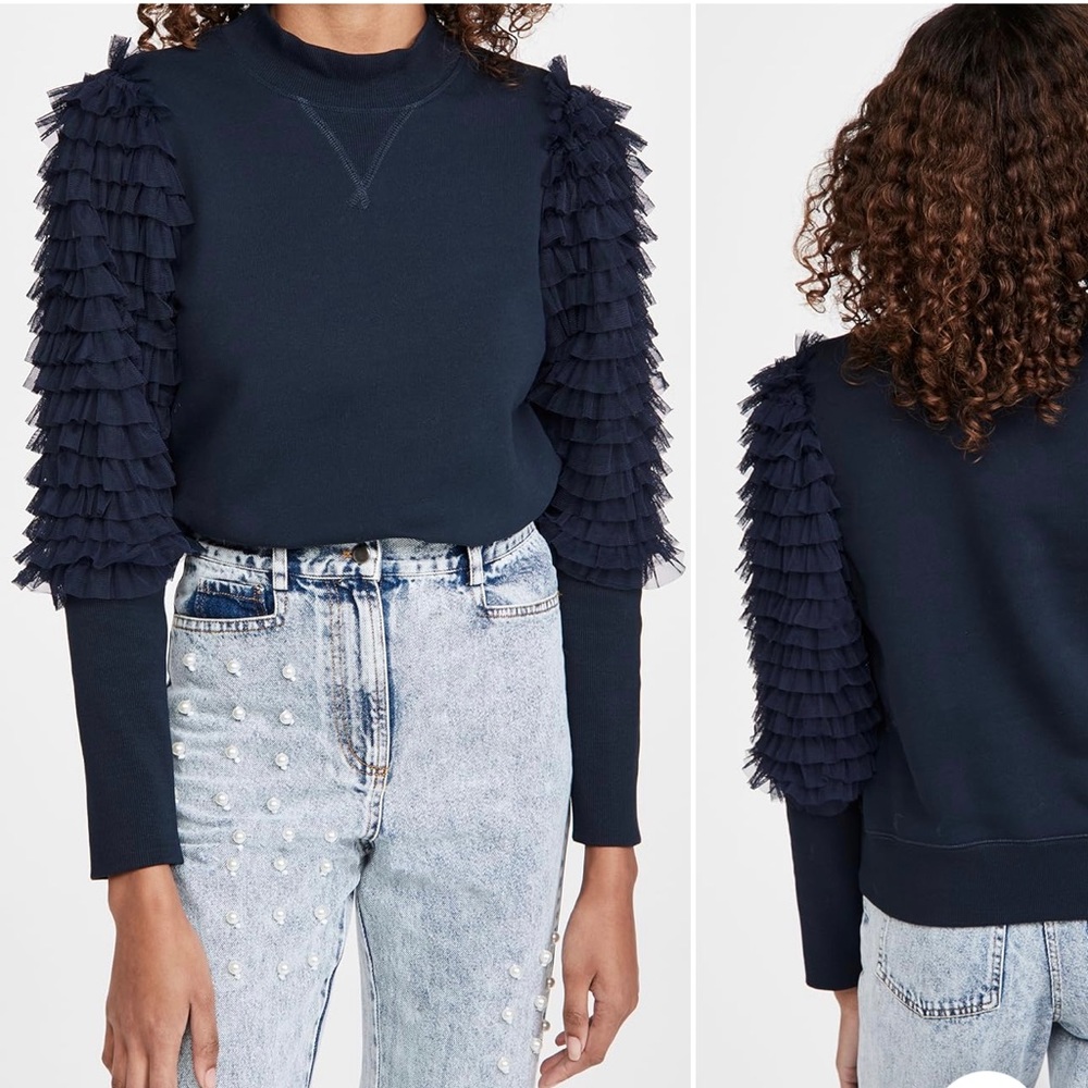SEA NEW YORK RUFFLE MOCK NECK TOP